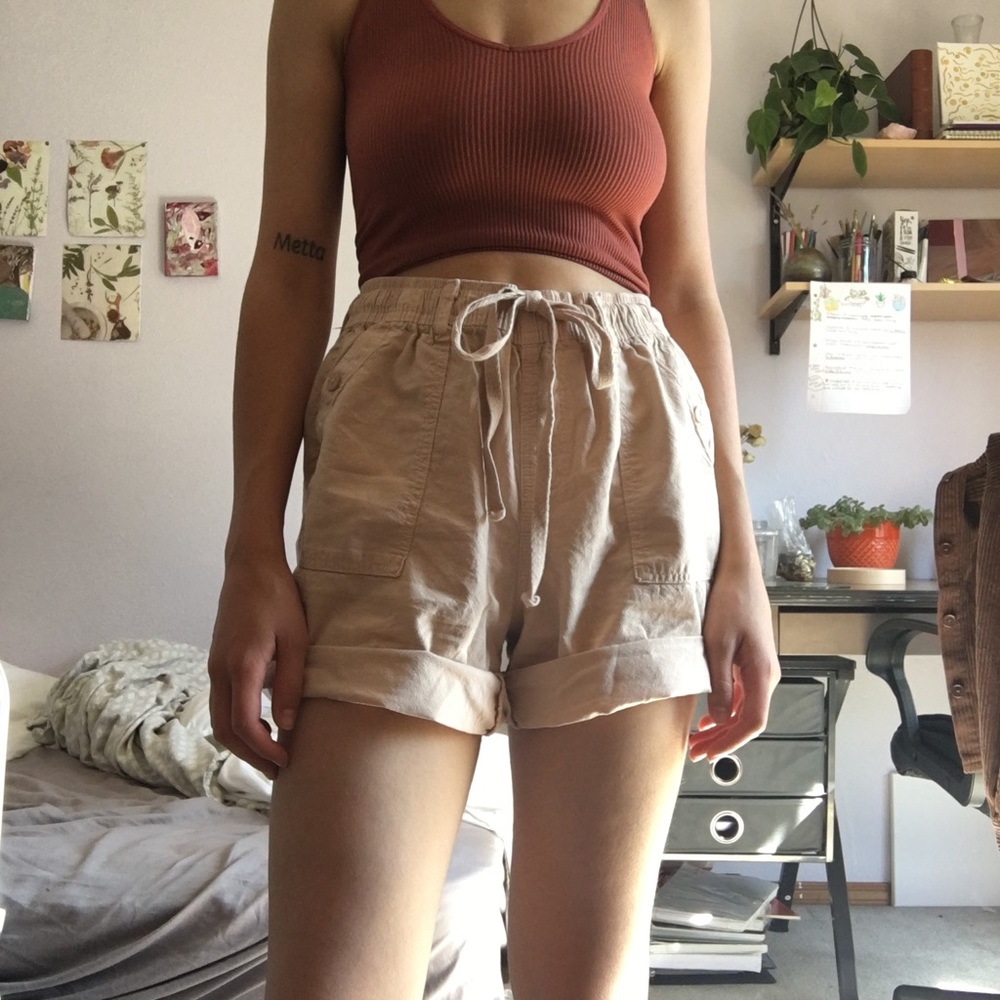 Pale pink cargo shorts